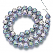 Koraliki Naturalna Lawa, Okrągłe, Nierówne, Galwanika Wielokolorowy, 8.5mm, Otwór: 1mm, około 45szt/37cm/nic (13WB31323)
