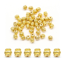 Koraliki Dystansowe, Biżuteria Stop, Beczka, Złoty, 5x5x5mm, 50 szt (2WB27641)