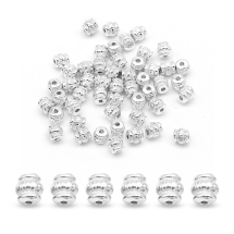 Koraliki Dystansowe, Biżuteria Stop, Beczka, Platyna, 5x5x5mm, 50 szt (2WB27642)