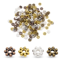 Koraliki Dystansowe, Biżuteria Stop, Kwiatek, Mieszane kolory, 4.5x1mm, około 160 szt / 20 g (2WB27741)