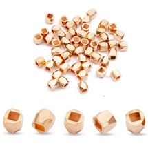 Koraliki Dystansowe, Mosiądz, Kolumna, Fasetowany, Różowe Złoto, 3x3mm, 50 szt (13WB26599)
