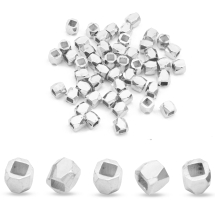 Koraliki Dystansowe, Mosiądz, Kolumna, Fasetowany, Srebrny, 3x3mm, 50 szt (13WB26600)