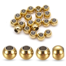 Намистини-Розділювачі Нержавіюча Сталь Круглі, Золото, 6х5мм, Отвір 3мм, (13WB26656)