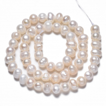 Perły Naturalne Słodkowodne Barokowe Koraliki, Biały Perłowy, 5.5-6.5x6.5-8mm, około 56szt/33cm (13WB31392)