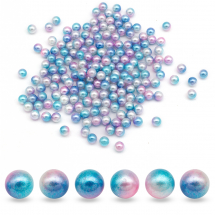 Перли Кульки Намистини Акрилові Райдужні, Градієнт Русалка, Круглі, Темно-Блакитний, 6мм, без Отвори, близько 180шт/20г, (13WB31412)