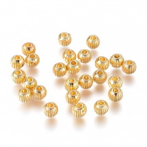 Koraliki Dystansowe Styl Tybetański, Stop, Okrągłe, Złote, 4mm, Otwór 1mm, 100szt (13WB31421)
