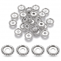 Koraliki Przekładki, Dystansowe, Stop, Rondel, Antyczne Srebro, 10x2mm, Otwór 3mm, 40szt (13WB31427)