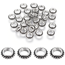 Koraliki-Przekładki, Dystansowe, Stop, Antyczne Srebro, 8x2.5mm, Otwór 4mm, 50 szt (13WB31448)