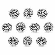 Намистини Біжутерний Сплав Круглі Порожнисті, Античне Срібло, 10мм, Отвір 1мм, 10шт/упаковка, (13WB31456)