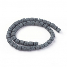 Koraliki Naturalna Lawa, Barwione, Szare, 8-8.5x8-8.5mm, 43szt/37cm/sznur (13WB31480)