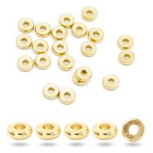 Koraliki Przekładki Mosiężne Heishi, Okrągłe Płaskie, Trwała Powłoka, Pozłacane 18K, 4x1.5mm, 20 szt (13WB31483)