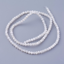 Koraliki z Muszli Morskich, Naturalna Masa Perłowa, Okrągłe, Biały, 3-3.2mm, 123szt/36cm (13WB31499)