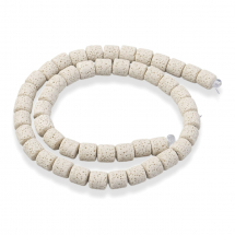 Koraliki Naturalna Lawa, Barwione, Beżowe, 8-8.5x8-8.5mm, 43szt/37cm/sznur (13WB31502)