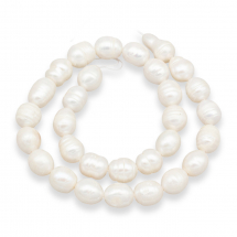 Perły Naturalne Słodkowodne Koraliki, Ryż, Kolor Perłowy, 10-12x9-10mm, około 30szt/32cm/sznur (13WB31511)