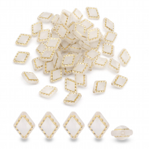 Koraliki Akrylowe Przezroczyste Romb, Złotą Obramówką, Lniane, 18x14x9mm, około 50szt/50g (13WB31512)