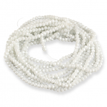 Намистини Скляні Гальваніка, Перламутрове Покриття, Гранені, Рондель, Білий, 6х5мм, Отвір 1мм, близько 80шт/38см/нитка, 10ниток/упаковка, (13WB31522)