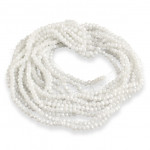 Koraliki Szklane Fasetowane, Rondelle, Perłowa Powłoka Galwaniczna, Białe, 4x3mm, 110szt/40cm/nić, 10 nitek (13WB31526)