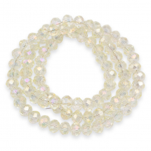 Koraliki Szklane Rondel Galwaniczny, Przezroczysty, Tęczowa Powloka, 6x5mm, Otwór 1mm, ok. 80szt/39cm/nić (13WB31528)