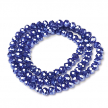 Koraliki Szklane Fasetowane, Rondelle, Perłowa Powłoka Galwaniczna, Granatowe, 4x3mm, około 110szt/40cm (13WB31564)