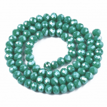 Koraliki Szklane Fasetowane, Rondelle, Perłowa Powłoka Galwaniczna, Zielone, 6x5mm, około 80szt/38cm (УТ100031568)