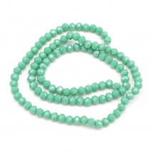 Koraliki Szklane Fasetowane, Rondelle, Perłowa Powłoka Galwaniczna, Turkusowe, 4x3mm, około 110szt/40cm (13WB31582)