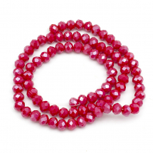 Koraliki Szklane Fasetowane, Rondelle, Perłowa Powłoka Galwaniczna, Czerwone, 6x5mm, około 80szt/38cm (13WB31583)