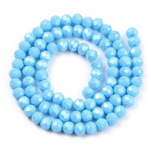 Koraliki Szklane Fasetowane, Rondelle, Perłowa Powłoka Galwaniczna, Ciemnoniebieskie, 6x5mm, 80szt/38cm (13WB31584)