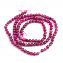 Koraliki Naturalny Czerwony Korund/Rubin Okrągłe Kulki, Fasetowane, 3.5mm, Otwór 0.6mm, 106szt/37cm/sznur (13WB31586)