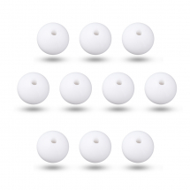 Koraliki Akrylowe Okrągłe Kulki, Białe, 20x19mm, Otwór 3mm, 10szt (13WB31599)