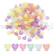 Koraliki Akrylowe Fluorescencyjne, Neonowe, Świecące w Ciemności, Serce, 8.5x10.5x6mm, około 170szt/50g (13WB31614)