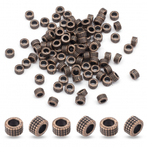 Koraliki Przekładki, Dystansowe, Tybetański Styl, Stop, Kolumna, Kolor Miedź, 5x3mm, Otwór 3mm, 100szt (13WB31822)