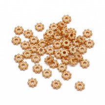 Koraliki Dystansowe, Przekładki, Kwiatek, Stop Biżuterii, Różowe Złoto, 5x1.5mm, 300szt (13WB32061)