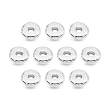 Koraliki Dystansowe, Mosiądz, Trwała Powłoka Srebro 925, Dysk 7мм, 10szt (13WB17367)