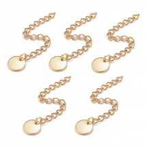 Łańcuszek Przedłużający z Zawieszką, Stal Nierdzewna, Złoty, 55-60mm, Zawieszka 8mm, 5 szt (13WB31389)