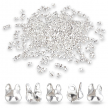 Łapaczki Końcówki, Żelazne, Zaciski do Sznurków, Muszelka, Srebro, 4x2mm, Otwór: 1mm, 10g~270szt (13WB31395)