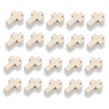 Zawieszka Drewniany, Krzyż, Lniany, 21-22x14-15x4-5mm, Otwór: 1.8mm, 20szt (13WB31409)