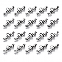 Łącznik Bar, Stop Biżuteryjny, Styl Tybetański, 4 Otwory, Antyczne Srebro, 9x20x3mm, 20szt (13Z31417)