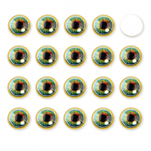 Kaboszony Oczka Szklane, do Rękodzieła, Okrągłe, Morska Zieleń, 12x4mm, 20szt (13WB31432)