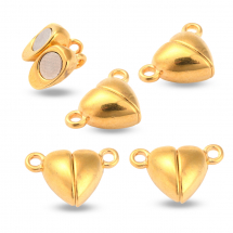 Застібка Магнітна із Сплаву Серце, Золото, 15х9.5х6мм, Отвір 1.5мм, (13WB31538)