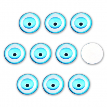 Kaboszony Szklany Oko, Okrągłe, do DIY, Turkus, 10x3.5mm, 10 szt (13WB31544)