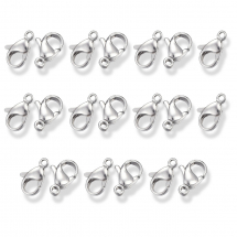 Застібка Карабін-Лобстер, Нержавіюча Сталь, 12х7.5х3.5мм, Отвір 1.4мм (13WB31554)