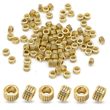 Koraliki Przekładki, Dystansowe, Tybetański Styl, Stop, Kolumna, Antyczne Złoto, 5x3mm, Otwór 3mm, 100szt (13WB31819)