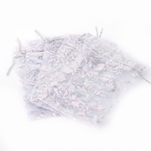 Woreczek Podarunkowy, Organza, Przezroczysty, Biały, 15x10cm 100szt (13WB32210)