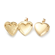 Zawieszka Pudełko Serce, Mosiądz, Pozłacany 18K, 22.5x19.5x6mm, 1szt, (13WB32924)