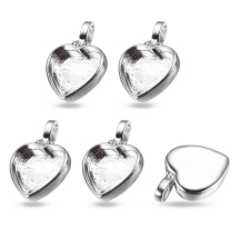 Oprawa Wisiorek pod Kaboszon, Serce, Mosiądz, 17x15x3.5mm, Wewnątrz 3x5mm, 5szt (13WB32983)