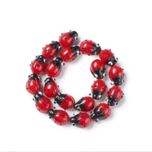 Koraliki Lampwork, Biedronka, Czerwone, 12-14x9-10x5-6mm, 20szt/nić, (13WB32750)