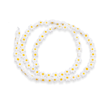Szklane Koraliki Millefiori Kwiatowe, Pomarańczowe, 5.5-8x2.5mm, 60szt/38cm, (13WB32751)