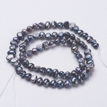 Koraliki Naturalne Perły Słodkowodne, Keshi, Czarne, 5-7x4-5x3-4mm, 75szt/35cm/sznur (13WB32704)
