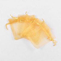 Woreczek Podarunkowy Organza, do Rękodzieła i Biżuterii, Przezroczysty, Złoty, 10x8cm, 100 szt (13WB32273)
