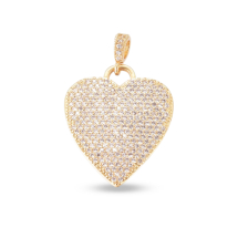 Wisiorek, Serce, Mosiądz z Circonia, Powłoka Trwala, Pozłacany 18K, Bezbarwny, 22x21.5x2mm, 1szt (13WB32922)